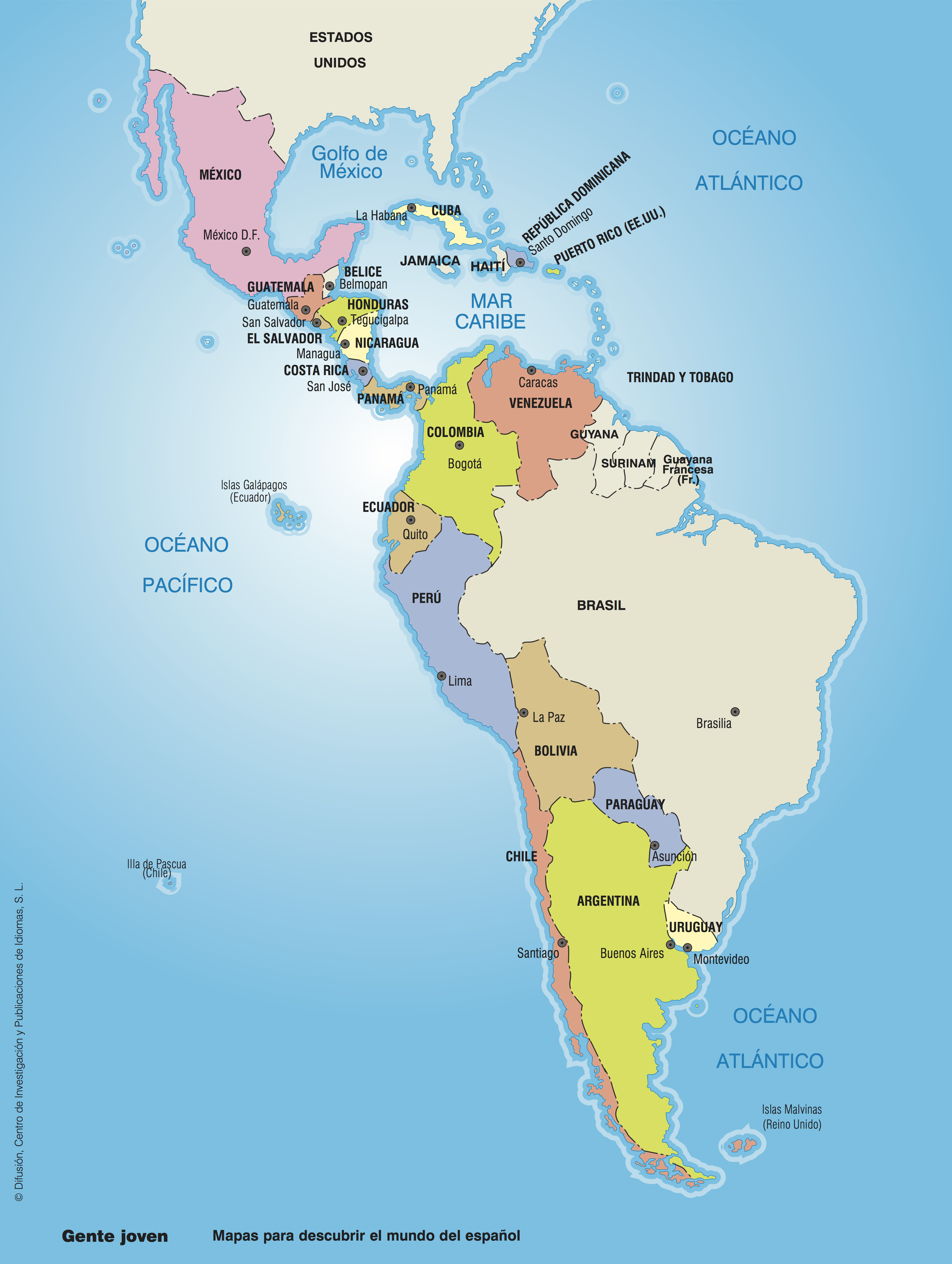 Mapa Político De América Latina Con Capitales